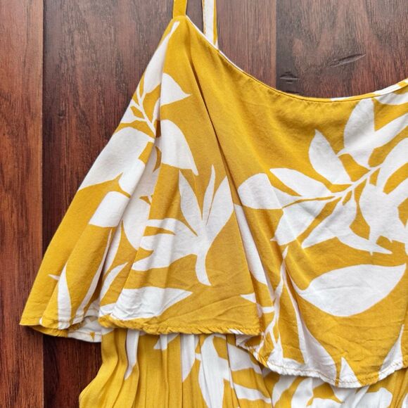 Old Navy Yellow Floral Maxi Dress Sz L Tiered‎ Ruffle Babydoll Flowy *tiny Flaw* - Picture 6 of 16